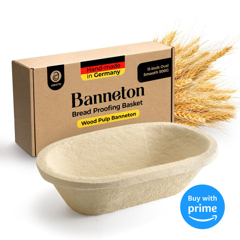 Oval Wood Pulp Banneton Bread Proofing Basket with eco-friendly packaging, perfect for creating artisanal bread at home.