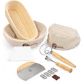 ABIOTO's Complete Sourdough Bread Making Kit, featuring proofing baskets, scrapers, a whisk, and more, all essential for sourdough baking.