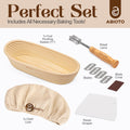 Perfect baking tools included in the Essential Sourdough Bread Making Kit with oval proofing basket and accessories.