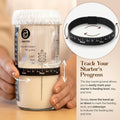 Tracking your sourdough starter's progress with ABIOTO’s Complete Sourdough Bread Making Kit, showcasing the handy day tracking band.