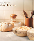 ABIOTO sourdough bread proofing baskets in a cozy kitchen setting, ideal for achieving a perfect rise in artisan loaves.