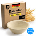 9-inch wood pulp bread proofing basket in packaging, handcrafted in Germany, ideal for sourdough baking.