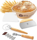 Complete Bread Making Kit with 9" Proofing Basket, Dough Scrapers & Tools for Artisan Baking - Abioto Baking