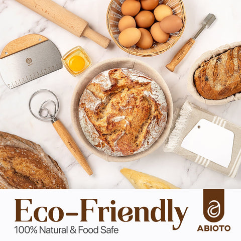 Complete Sourdough Bread Making Kit with 10" Round & 11" Oval Bannetons and 24oz Starter Jar - Abioto Baking