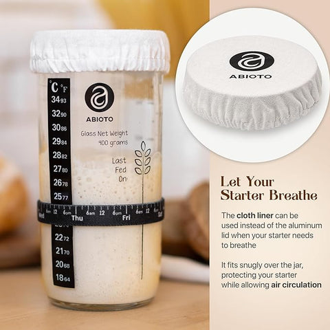 Complete Sourdough Bread Making Kit with 10" Round & 11" Oval Bannetons and 24oz Starter Jar - Abioto Baking