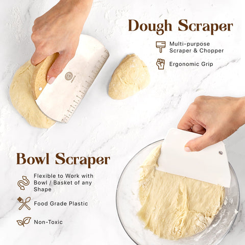 Complete Sourdough Bread Making Kit with 10" Round & 11" Oval Bannetons and 24oz Starter Jar - Abioto Baking