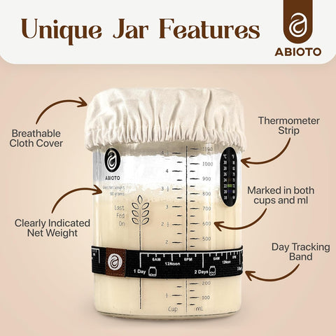Complete Sourdough Bread Making Kit with 10" Round & 11" Oval Bannetons and 40oz Starter Jar - Abioto Baking