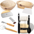 Complete Sourdough Bread Making Kit with 10" Round & 11" Oval Bannetons and 40oz Starter Jar - Abioto Baking
