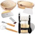 Complete Sourdough Bread Making Kit with 10" Round & 11" Oval Bannetons and 40oz Starter Jar - Abioto Baking