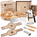 Enhanced Sourdough Bread Making Kit with 10” Round & 11” Oval Bannetons and 24 oz Starter Jar – Premium Proofing & Starter Set - Abioto Baking