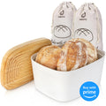 Modern Bread Box With Cutting Board - Stylish Bamboo Storage For Fresh Bread & More - Abioto Baking