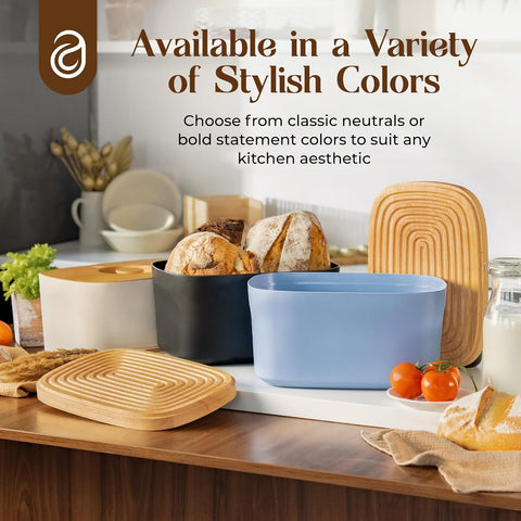 Modern Bread Box With Cutting Board - Stylish Bamboo Storage For Fresh Bread & More - Abioto Baking