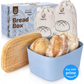 Modern Bread Box With Cutting Board - Stylish Bamboo Storage For Fresh Bread & More - Abioto Baking