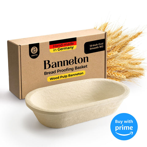 Oval Bread Proofing Basket for Sourdough - Non - Stick Wood Pulp Design - Abioto Baking