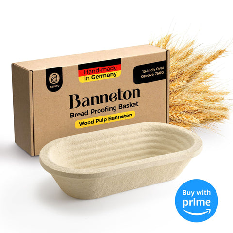 Oval Bread Proofing Basket for Sourdough - Non - Stick Wood Pulp Design - Abioto Baking
