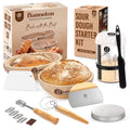 Sourdough Bread Making Kit with 10” Round & 11” Oval Bannetons and 34 oz Starter Jar – Artisan Proofing Basket & Starter Kit - Abioto Baking