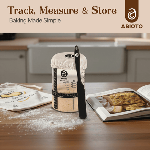 Sourdough Starter Kit with Dutch Oven and Scale - Complete Sourdough Kit with Proofing Baskets, 34oz Jar, Slings, and Other Premium Bread Making Tools - Abioto Baking