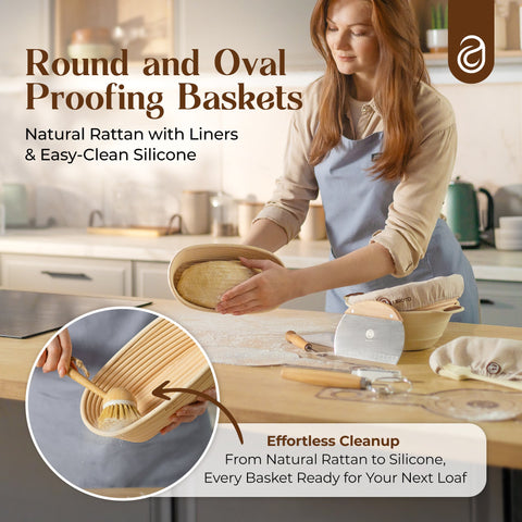 Sourdough Starter Kit with Dutch Oven and Scale - Complete Sourdough Kit with Proofing Baskets, 34oz Jar, Slings, and Other Premium Bread Making Tools - Abioto Baking